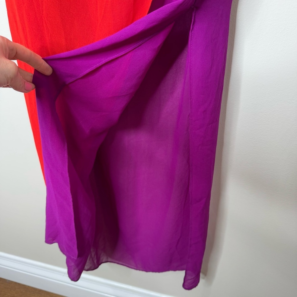 Badgley Mischka Red and Purple One Shoulder Dress - Picture 5 of 11